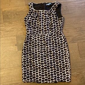 ANTONIO MELANI Animal Safari Print Career Work Cocktail Linen Sheath Dress 10 M